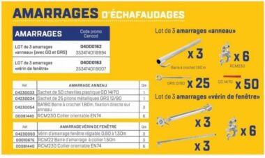 AMARRAGE ECHAFAUDAGE TUBESCA-COMABI LOT D'AMARRAGES POUR ECHAFAUDAGES DE FACADES R200 ET MULTIDIRECTIONNEL 368