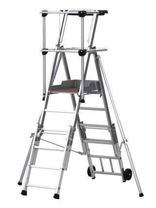 PLATEFORME DE TRAVAIL COMPACTE TUBECA COMABI SHERPASCOPIC AVEC GARDE-CORPS REPLIABLE