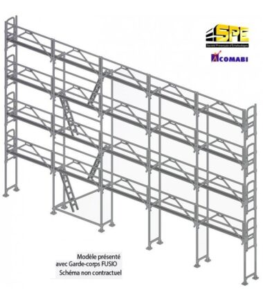 Echafaudage façadier COMABI R200 Acier Premium 160m² Progress Garde-Corps Fusio