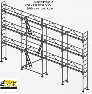 Échafaudage de façade Tubesca-Comabi 104m² Acier R200 Progress Medium avec Garde-Corps Monoblocs SPE L'Expert échafaudage