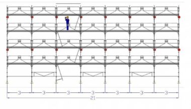 ECHAFAUDAGE DE FACADIER DACAME DUO 45 AVEC GARDE CORPS MONOBLOC L 21m x 8m PLANCHER