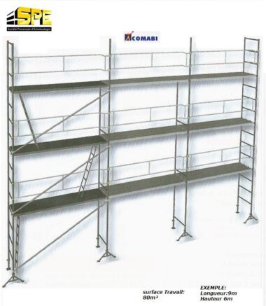 ECHAFAUDAGE DE MACON M49 COMABI GARDE-CORPS MONOBLOC PLANCHERS ACIER SCE 300 VERSION MEDIUM 80m² TOP DES VENTES