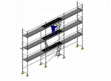 ÉCHAFAUDAGE FAÇADIER ACIER GALVANISE DACAME DUO 45 LONG 9m x H 7m