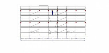 Échafaudage façadier DACAME version lisses et sous lisses long 21m x H 10m de travail