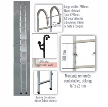 Echelle Pompier simple fixe à crochets en aluminium de Tubesca-Comabi