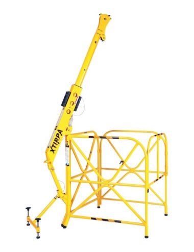 POTENCE AVEC BARRIÈRE DE BALISAGE .POUR ÉVACUATION