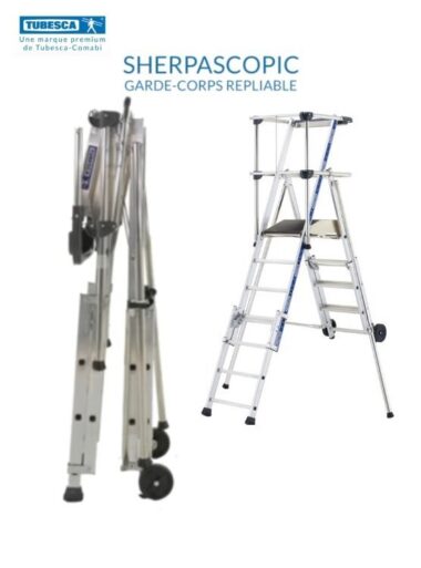 PLATE-FORME SHERPASCOPIC TUBESCA GARDE-CORPS REPLIABLE 4 à 6 MARCHES