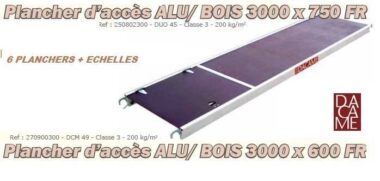 PLANCHER ALU/BOIS TRAPPE AVEC ECHELLE ÉCHAFAUDAGE DACAME MAÇON DCM49 ET FAÇADIER VENDU PAR LOT DE 10