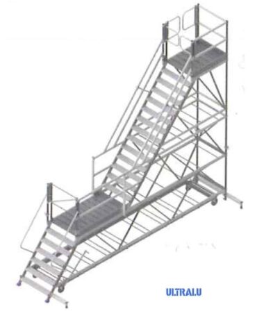 PLATE-FORME EN ALUMINIUM A 2 ETAGES ULTRALU POUR ACCES BUNGALOW